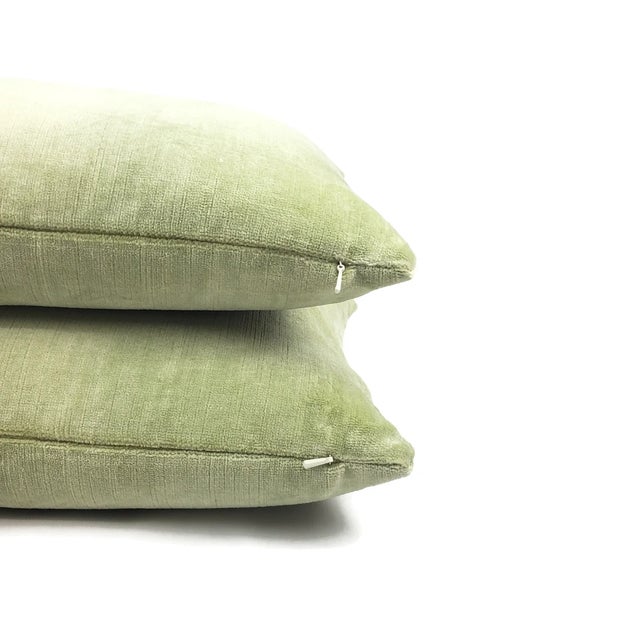 Glant Textiles Symphony Velvet in Leaf Lumbar Pillow Cover - 12” X 20” Apple Green Textured Velvet Rectangle Cushion Case For Sale - Image 4 of 5