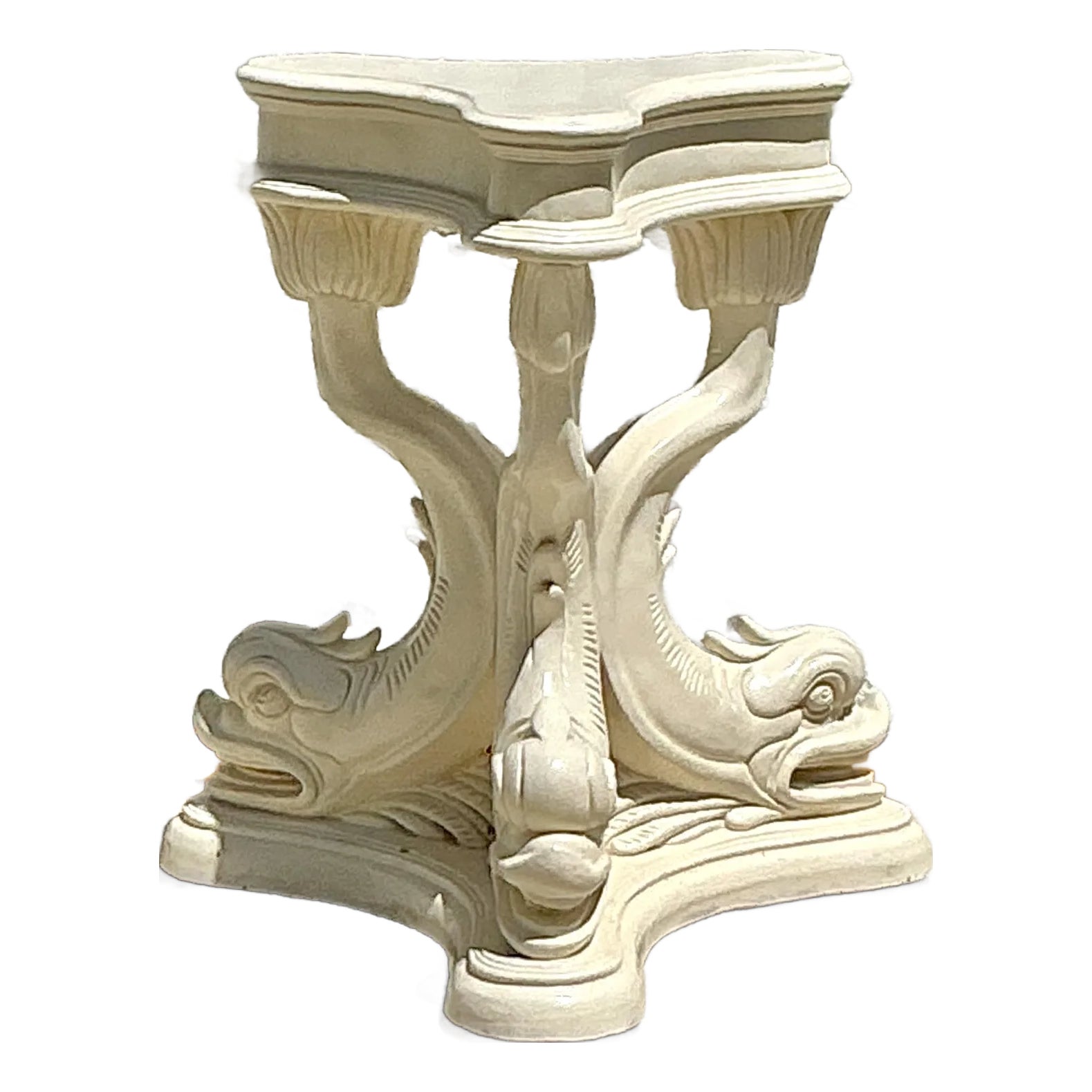 Vintage Regency Lacquered Dolphin Table Pedestal | Chairish