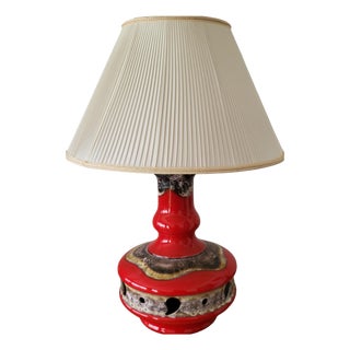 Vintage West German Red Ceramic Double Lighting, 1970s For Sale