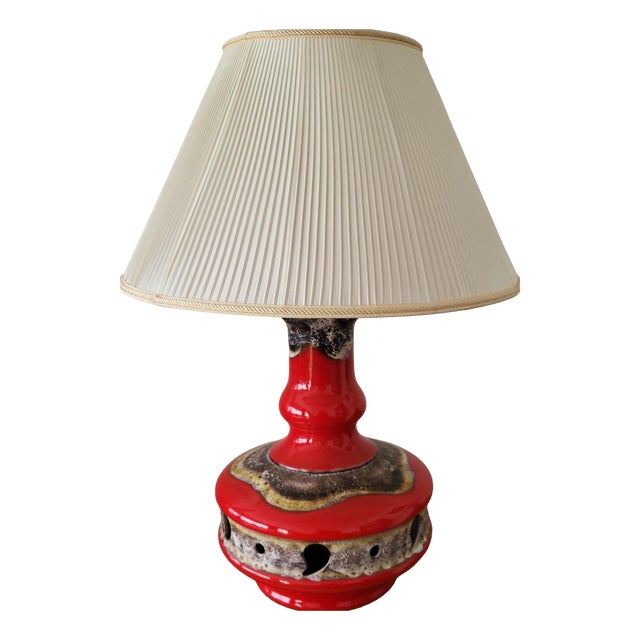 Vintage West German Red Ceramic Double Lighting, 1970s For Sale