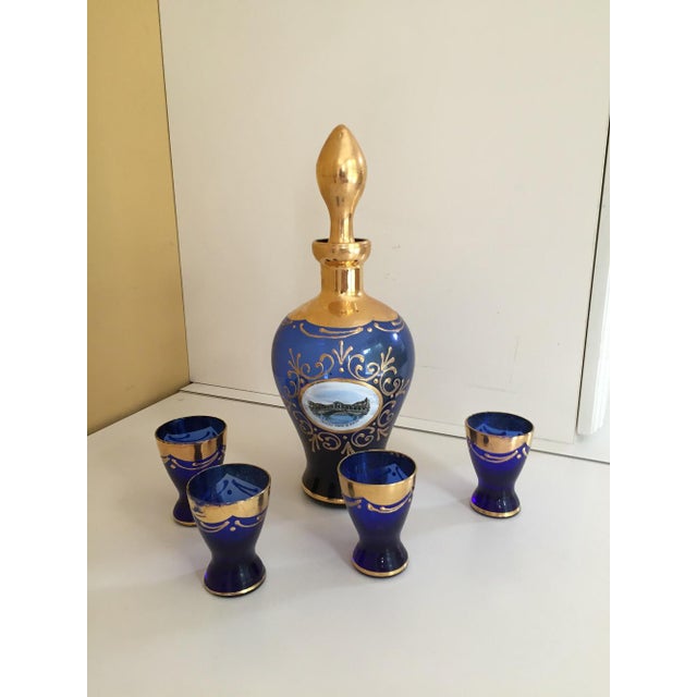 Vintage Murano Glass Gold Leaf Carafe and Four Glasses Chairish