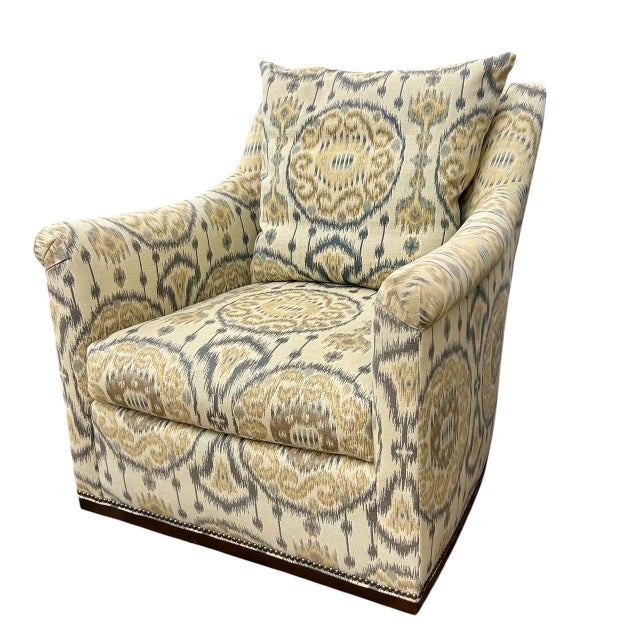Contemporary Pair Hickory Chair Upholstered Swivel Chair, 21st Century For Sale - Image 3 of 4