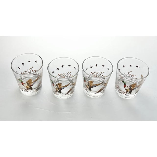 Vintage 4 Old Fashioned Tumbler Glasses 4” 12oz Mallard Duck Hunting Wildlife Good vintage condition. No chips, cracks, or...