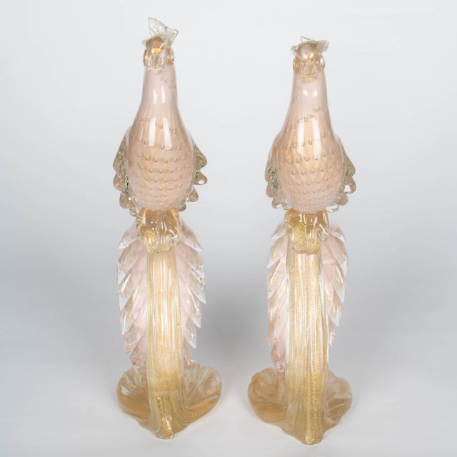 Light Pink Pair of Murano Glass Barbini Birds of Paradise For Sale - Image 8 of 13
