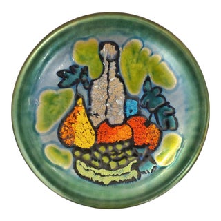 Enamel on Copper Wall Plate by Ubaldo Cinciarini for Studio Cellini Rame d'ARTE Pesaro (Italy) 41.5cm For Sale