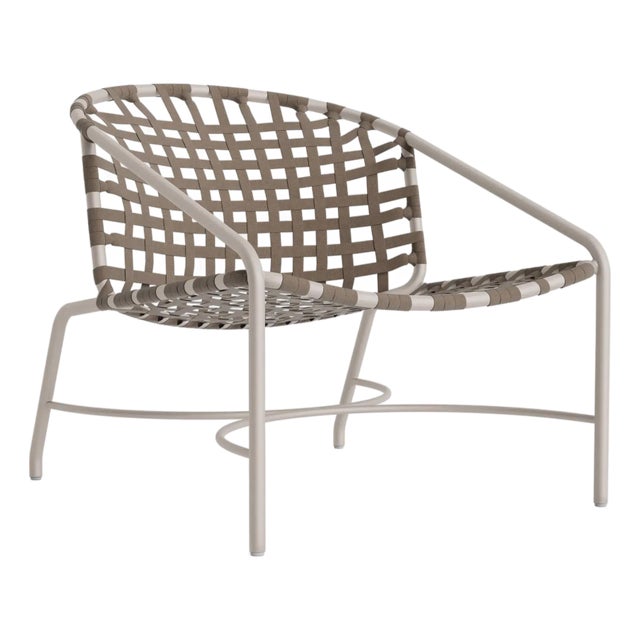 Brown Jordan Kantan Aluminum Suncloth Lounge Chair, Dove frame with Mica fabric For Sale