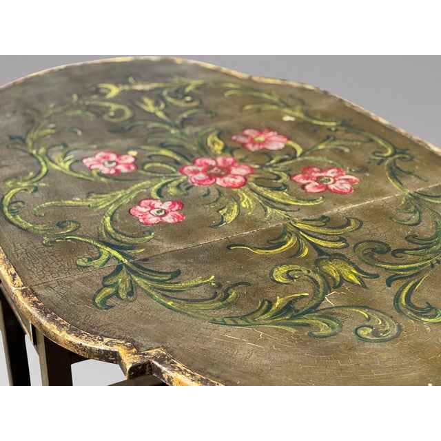 Vintage Italian Green Painted Drop-Leaf Table, 1920 For Sale - Image 11 of 12