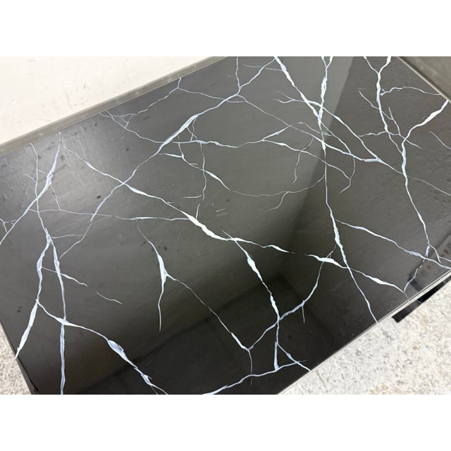Made Goods Foster Faux Marble Lacquered Bench/Side Table For Sale - Image 9 of 12