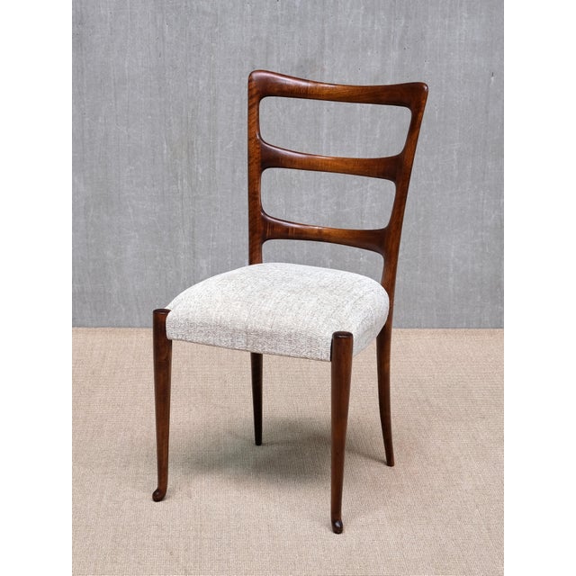 Mahogany and Chenille Dining Chairs by Paolo Buffa, Italy, 1940s, Set of 8 For Sale - Image 12 of 17