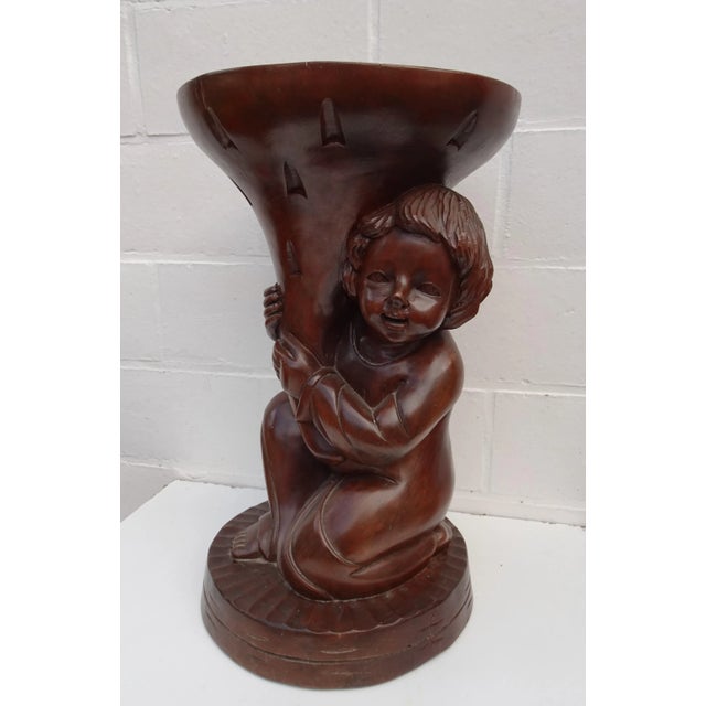 Carved Wooden Plant Stand in Teak, 1970s For Sale - Image 14 of 14