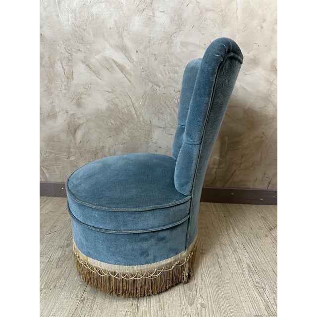 1950s Velvet Lounge Chair, 1950s For Sale - Image 5 of 12