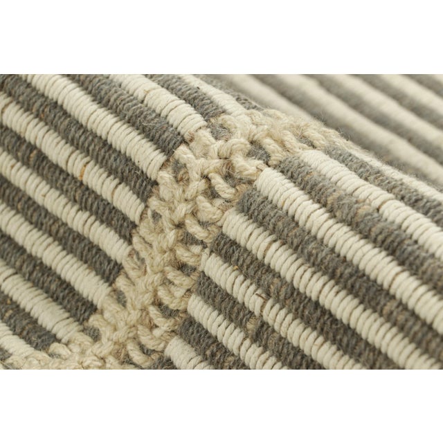 Textile Rug & Kilim’s Contemporary Oversized Kilim in White and Gray Textural Stripes For Sale - Image 7 of 7