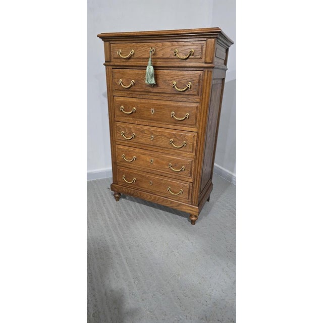 Brown French Oak Six-Drawer Chest of Drawers, 1900s For Sale - Image 8 of 18