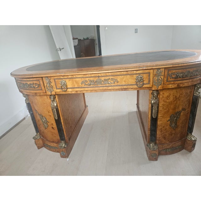 Mid-Century Modern Early 20th Century Louis XV-Style Burl Wood Desk For Sale - Image 3 of 4