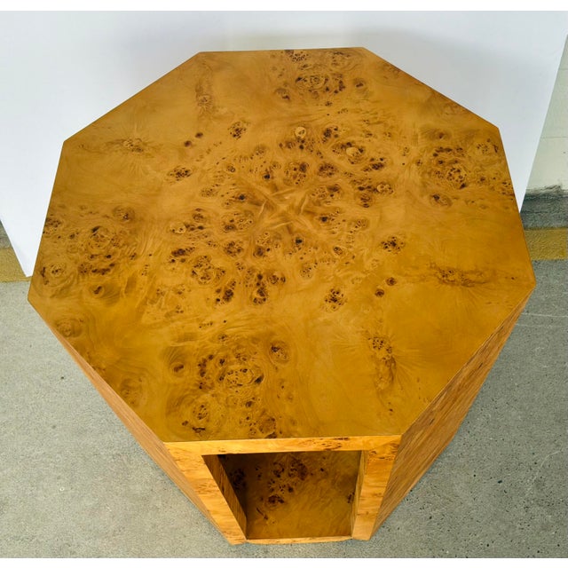 Modern Modern Poplar Burl Wood Indus Octagonal Side Table For Sale - Image 3 of 3
