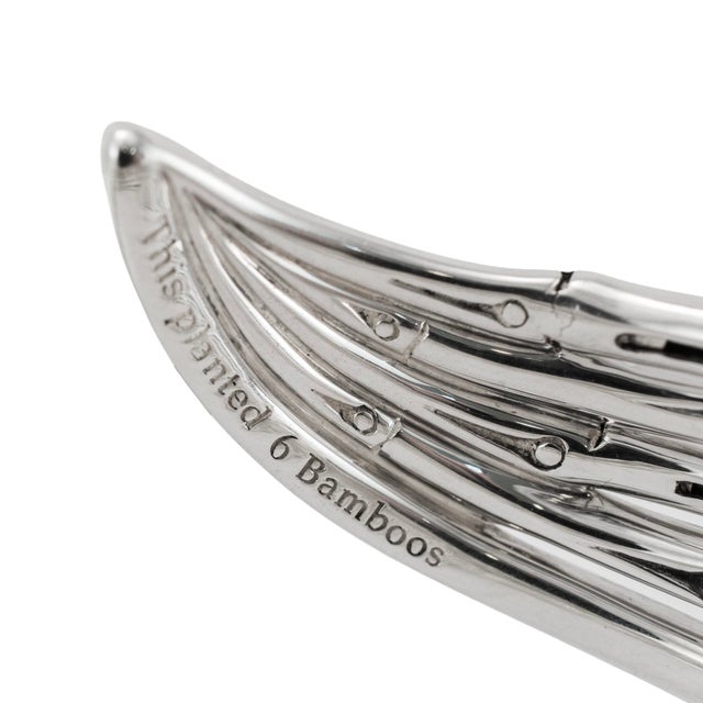Silver John Hardy Bamboo 925 Silver 1.40ctw Black Sapphires Flex Cuff Bangle Bracelet For Sale - Image 8 of 9