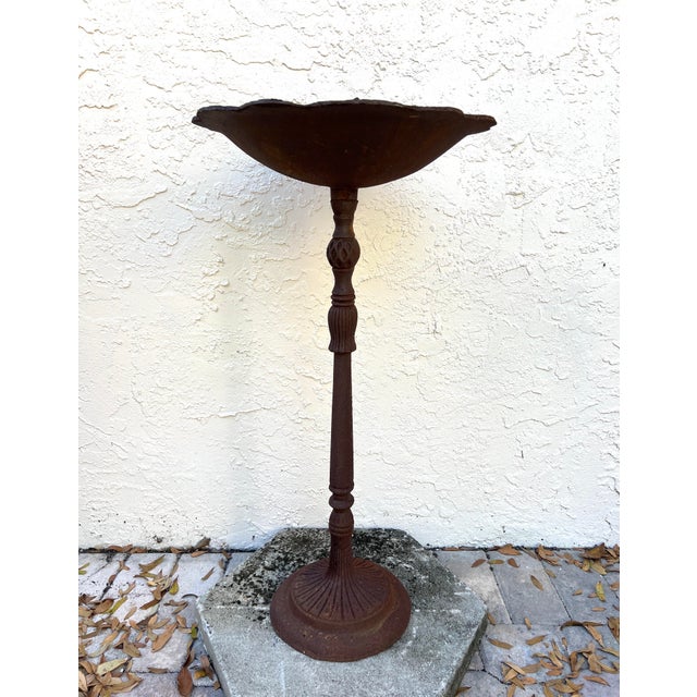 Vintage Cast Iron Pedestal Bird Bath With Humming Bird Accent Chairish
