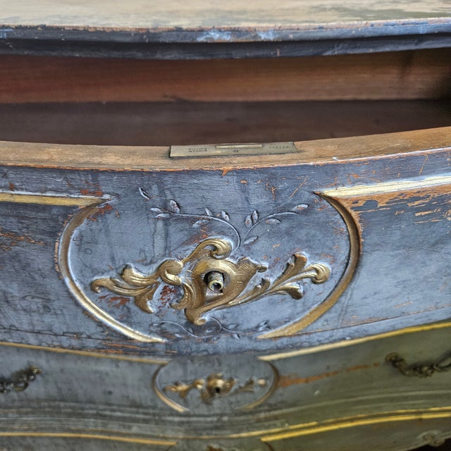 Wood 19thC Painted French Three Drawer Chest of Drawers W Fichet a Paris Locks For Sale - Image 7 of 12