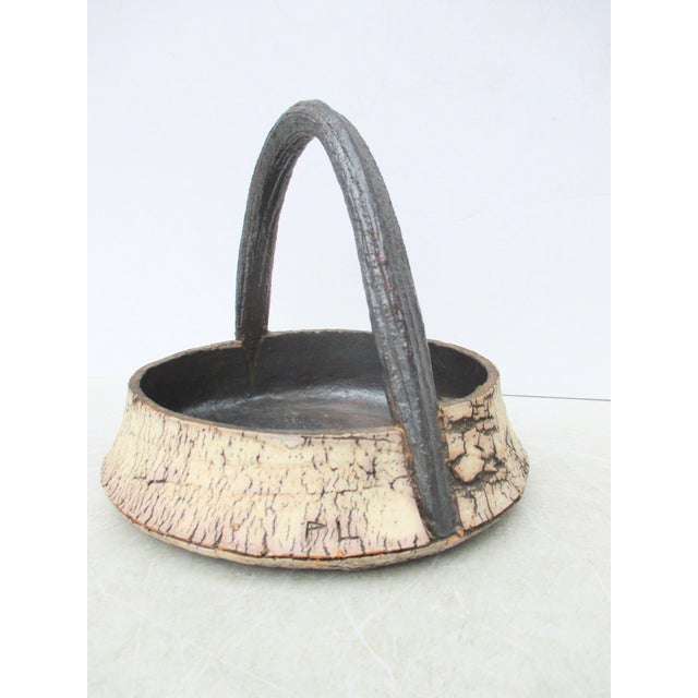 Peter Lane Ceramic Basket Circa 1998 For Sale - Image 4 of 9
