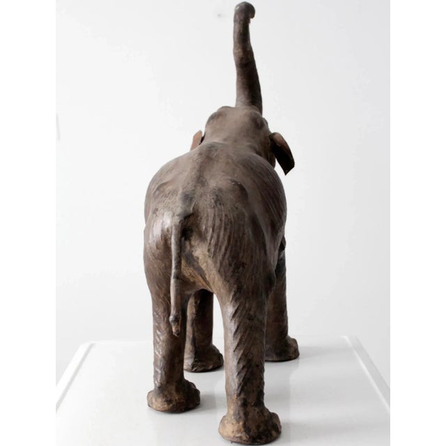 Brown Antique Leather Elephant For Sale - Image 8 of 13
