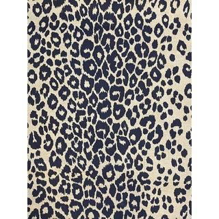 Schumacher Blue Leopard Fabric 2 1/2 Yards For Sale