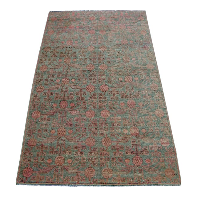 Antique Botanical Design Khotan Samarkand Rug For Sale