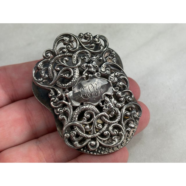 Metal Antique Art Nouveau Sterling Silver Sea Serpent Paper Clip, Unger Brothers For Sale - Image 7 of 8