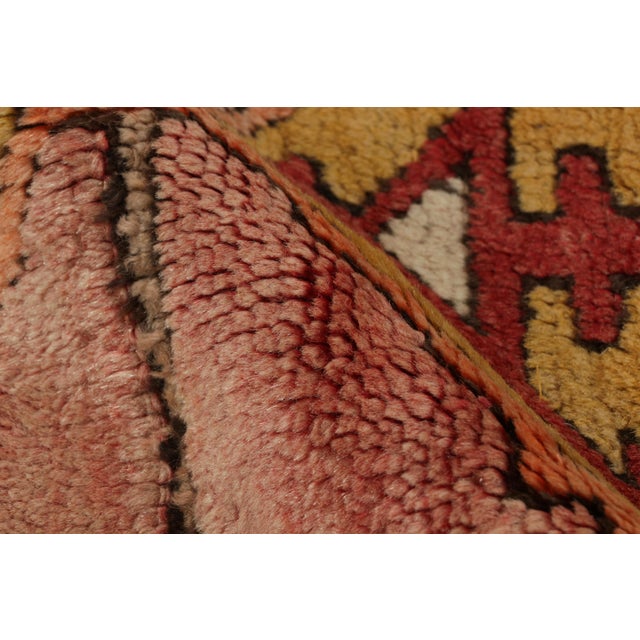 Textile 1950s Vintage Mid-Century Konya Rug Red Multicolor Geometric Runner For Sale - Image 7 of 8