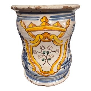 Antique Albarello Pharmacy Jar with Coat of Arms and Crown, 1700 For Sale