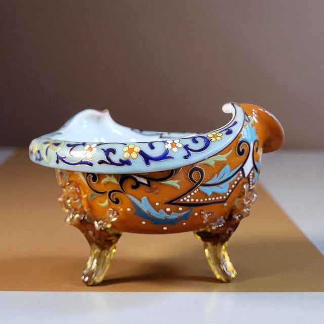 Enamelled Glass Bowl attributed to Auguste Jean, 19th Century For Sale - Image 9 of 10