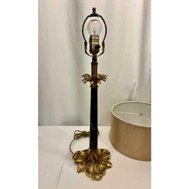 Hollywood Regency Contemporary Hollywood Regency Empire Style Column Palm Tree Table Lamp With Shade For Sale - Image 3 of 10