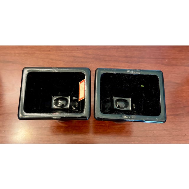 Mid-Century Modern Vintage Mid-Century Modern Black Glass Candlesticks, Set of 2 For Sale - Image 3 of 6