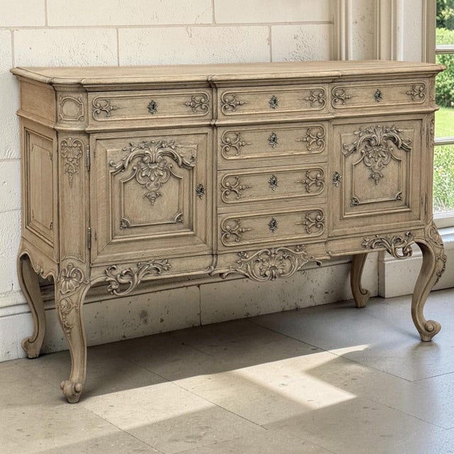 French Country Antique Liege Regence Style Country French Buffet ~ Credenza in Stripped Oak For Sale - Image 3 of 18