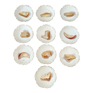 Early 20th Century Antique Hand Painted Formage Cheese Limoges- A Set of 10