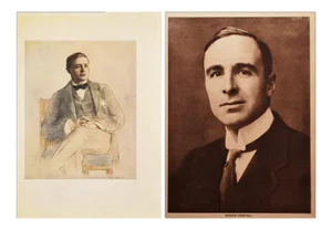 American and British Winston Churchills - Original Period Antique Prints, Set of 2