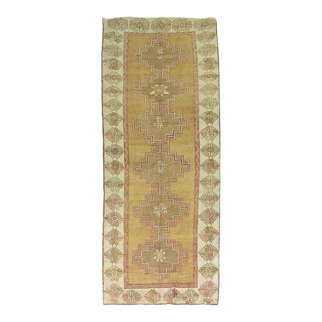Vintage Zabihi Collection Wide Geometric Turkish Runner - 4'6" x 12'7" For Sale