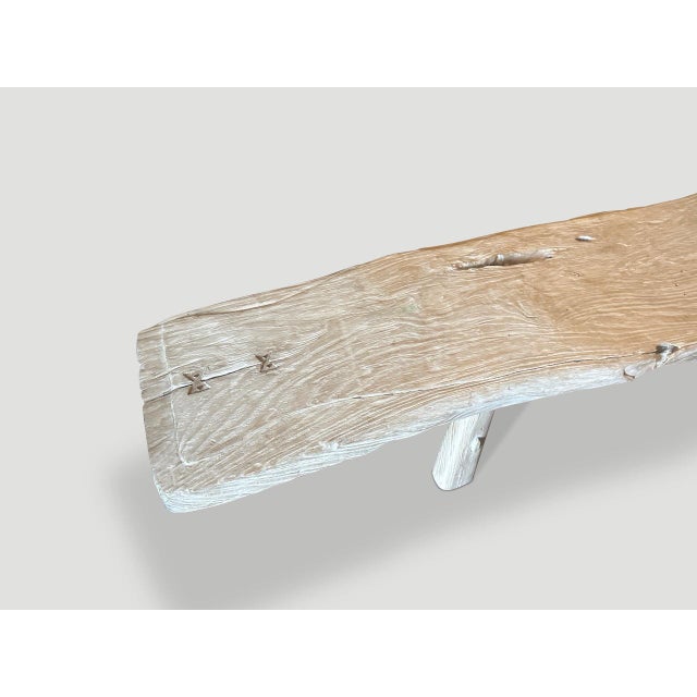 Andrianna Shamaris Impressive Organic Teak Wood Bench Or Chaise For Sale - Image 9 of 18