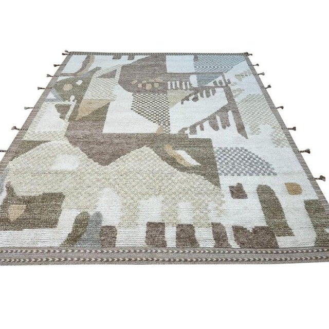 Contemporary 10x14 Multicolor Hand-Knotted Wool Abstracted Landscape Tribal Modern Carpet Rug For Sale - Image 3 of 9