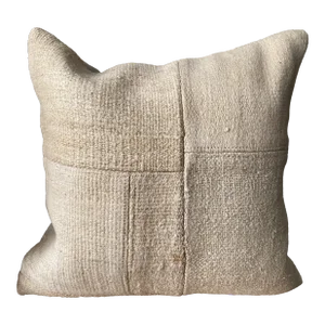 1990s Beige Hemp Patchwork Pillow Cover