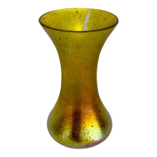Vintage 1920’s Gold Iridescent Art Glass Vase For Sale