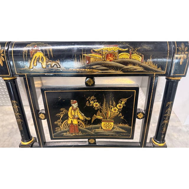 Vintage Maitland-Smith Regency Style Chinoiserie Ebonized Dining Chairs - Set of 5 For Sale - Image 9 of 16