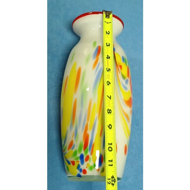 Mid-Century Modern Vintage MCM Murano Style Confetti Italian Hand-Blown Art Glass Vase 12" Tall For Sale - Image 3 of 5