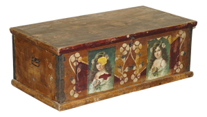 Romanian Blanket Trunk with Painted Children Portraits, 1900s