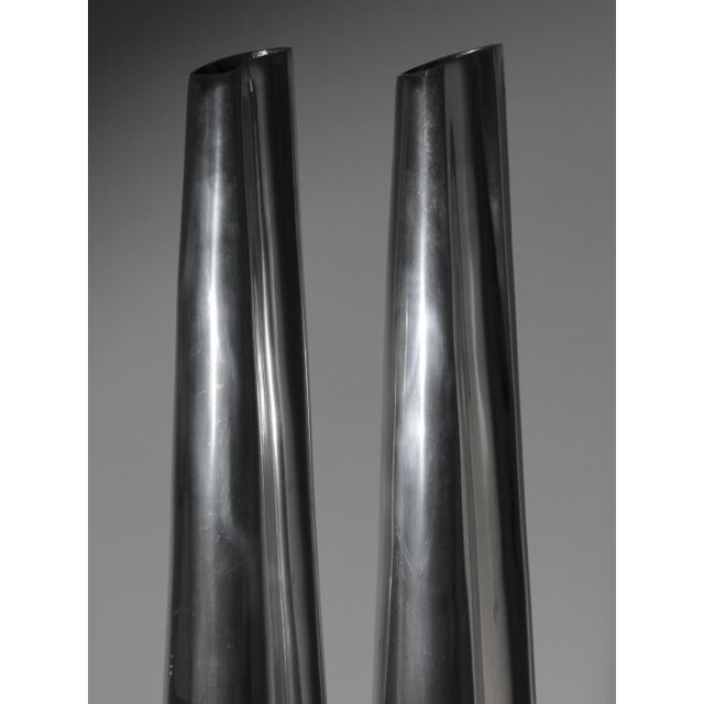 Tall Aluminum Vases, 1980, Set of 2 For Sale - Image 4 of 5