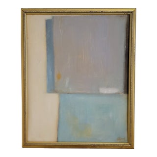 Contemporary Abstract in Soft Blue & Neutral Tones, Framed For Sale