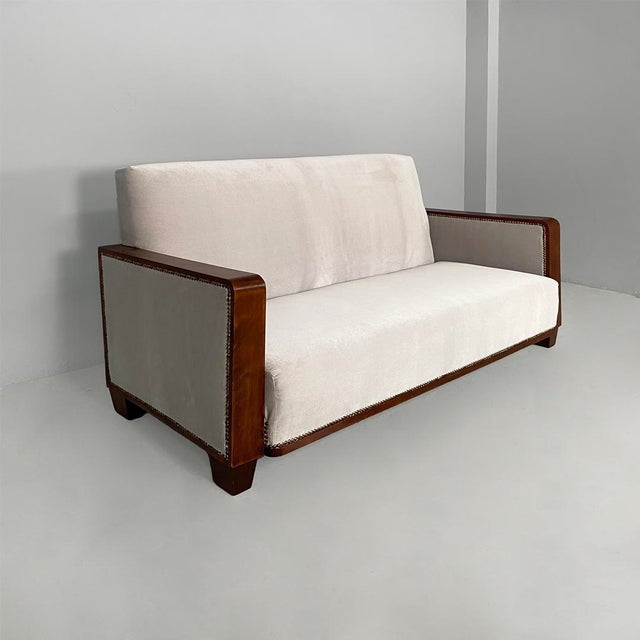 Italian Art Deco Sofa in Wood and Grey Velvet, 1930s For Sale - Image 13 of 13