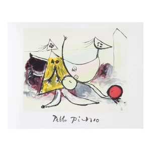 1980s "Femme sur la Plage Jouant au Balloon" Lithograph After Pablo Picasso