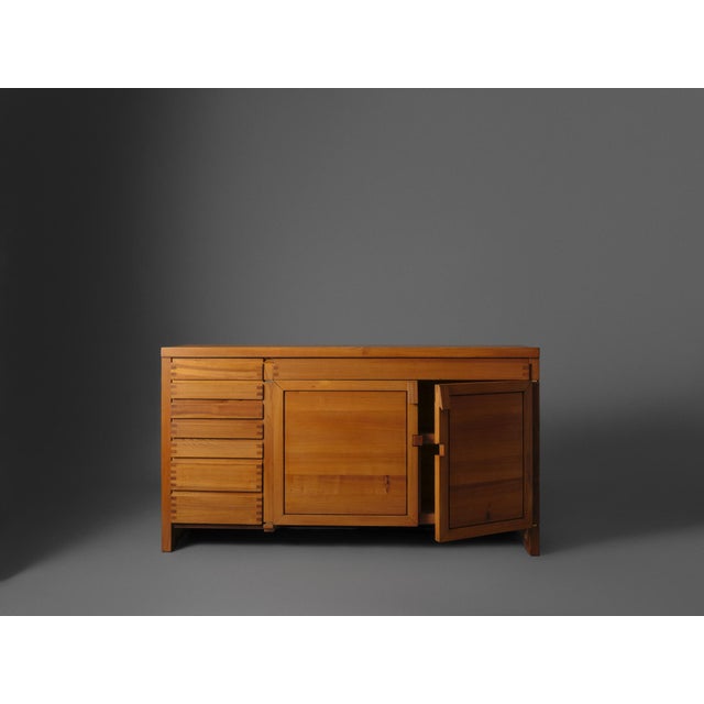 R13 Sideboard in Elm by Pierre Chapo, France 1960s. This well crafted credenza shows the minimal design intent and master...
