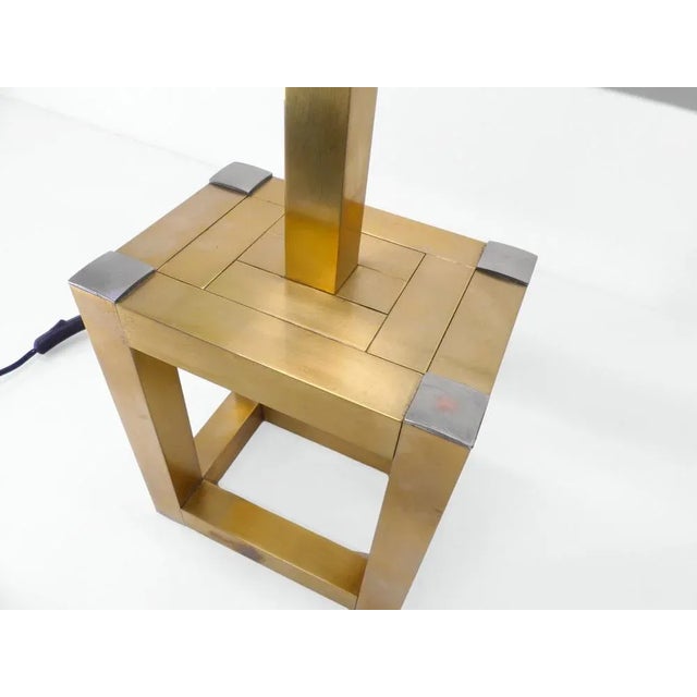 Metal Brass Cubic Table Lamp, 1980s For Sale - Image 7 of 9