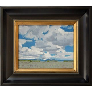 Under Open Skies by Michael Magrin | Oil on Mounted Linen Landscape With Cumulus Clouds For Sale